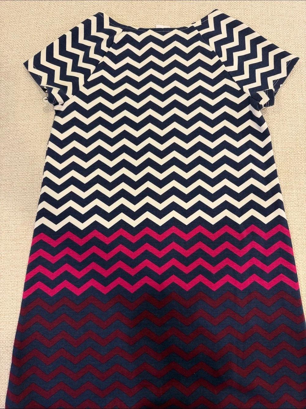 Gymboree Chevron Shift Dress in Navy, White & Magenta